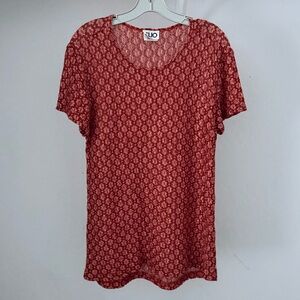 Bundle 3 for 50% off 1990s Orange Clio Stretch Floral Lace Tee